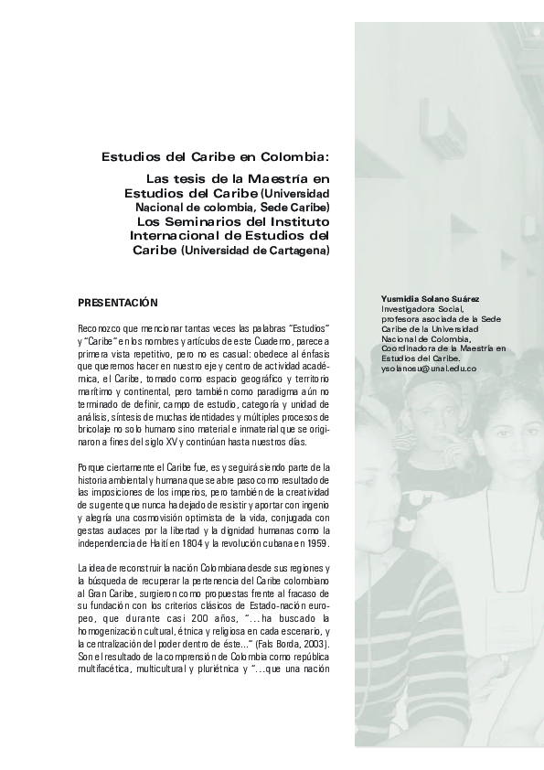 First page of “Estudios del Caribe en Colombia”