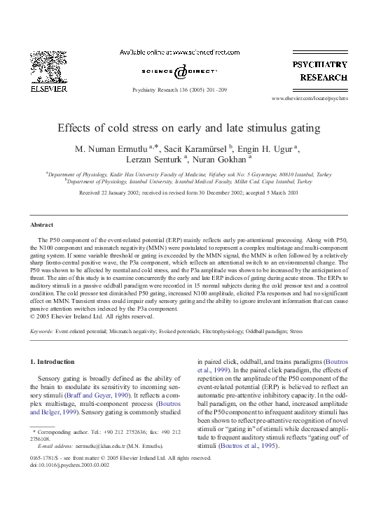 First page of “Effects of cold stress on early and late stimulus gating”