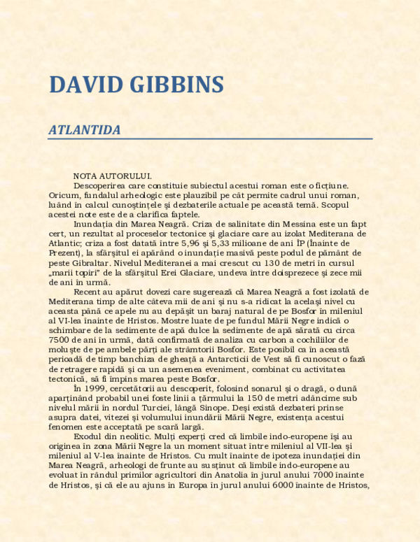 First page of “David Gibbins Atlantida”