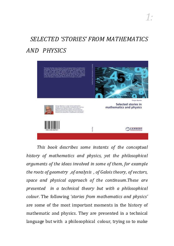 First page of “Selected stories from mathematics and physics”