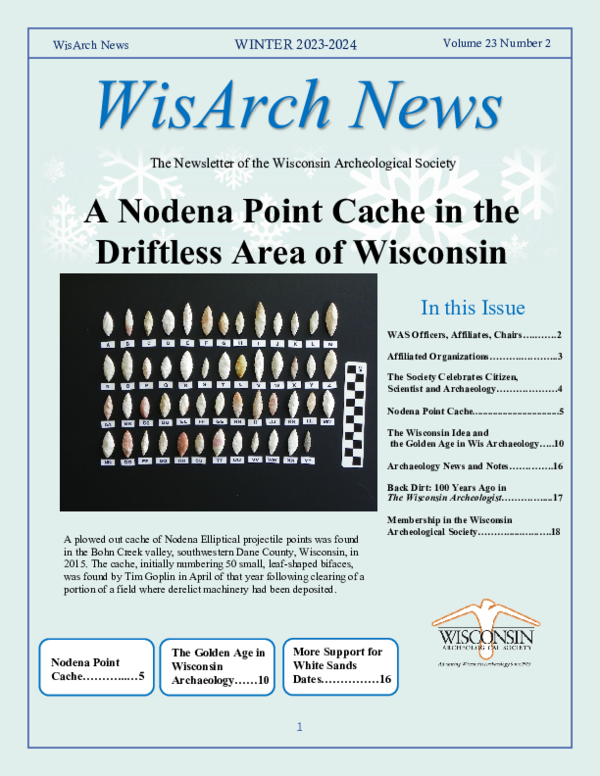 First page of “A Nodena Projectile Point Cache in the Driftless Area, Wisconsin”