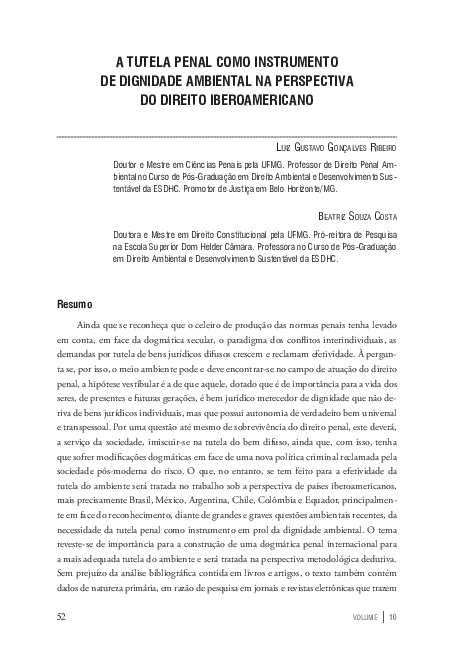 First page of “The Criminal Guardianship as Environmental Instrument Dignity in Law Perspective Iberoamericano”