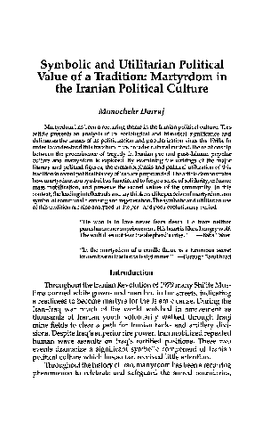 First page of “Symbolic and Utilitarian Political Value of a Tradition: Martyrdom in the Iranian Political Culture”