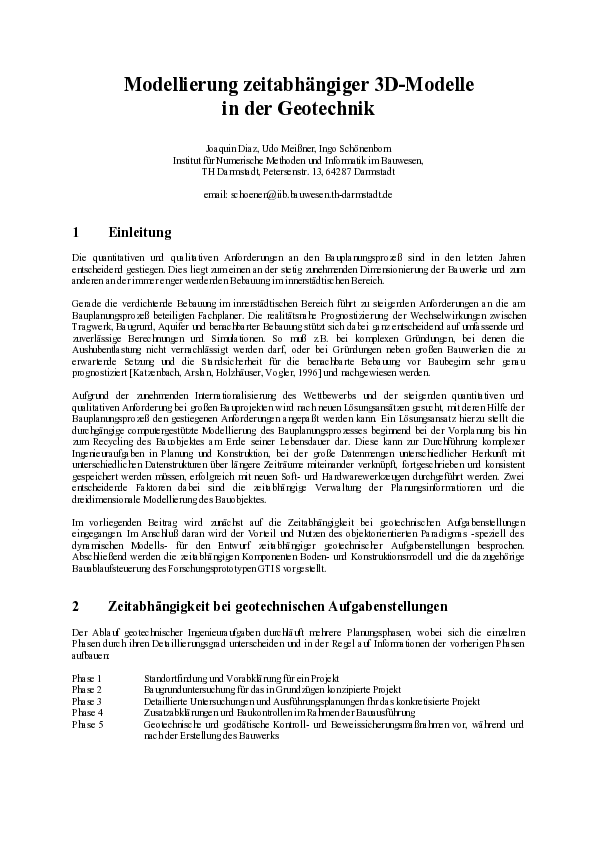 First page of “Modellierung zeitabhängiger 3D-Modelle in der Geotechnik”