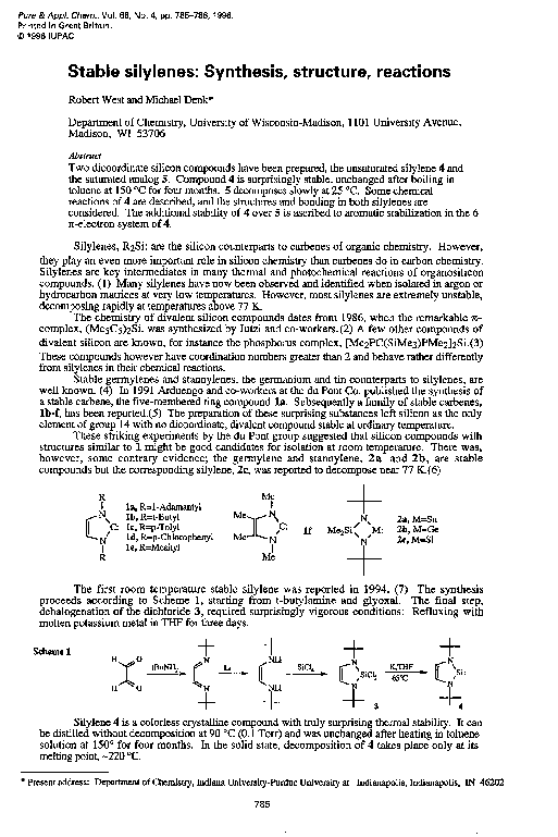 First page of “Stable silylenes: synthesis, structure, reactions”