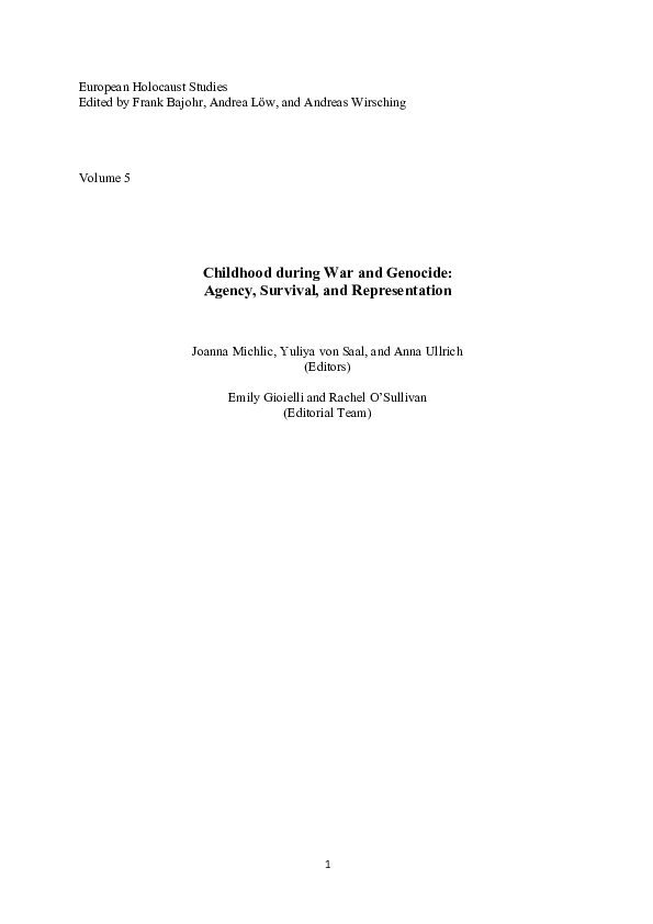 First page of “Childhood during War and Genocide: Agency, Survival, and Representation”