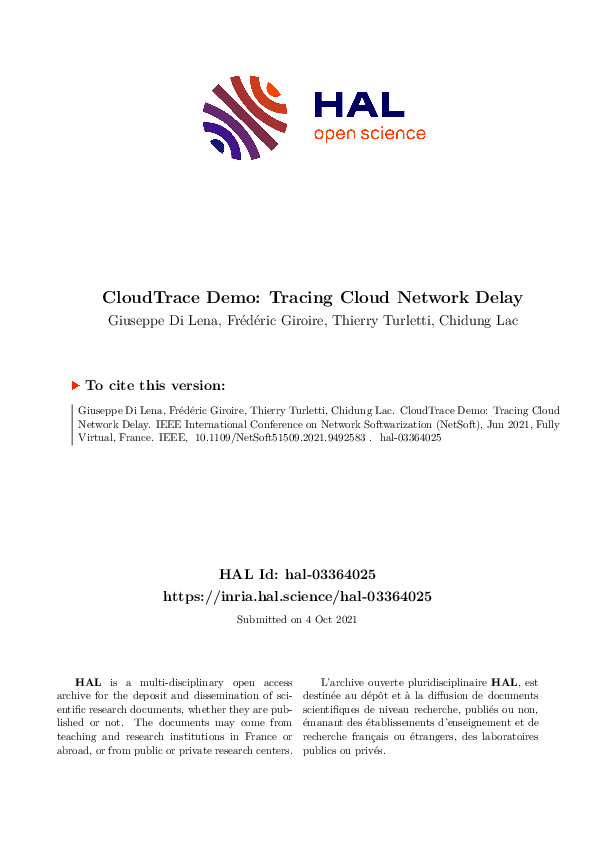 First page of “CloudTrace Demo: Tracing Cloud Network Delay”