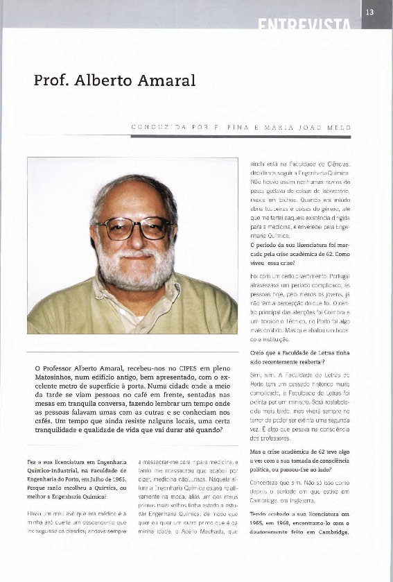 First page of “Prof. Alberto Amaral”