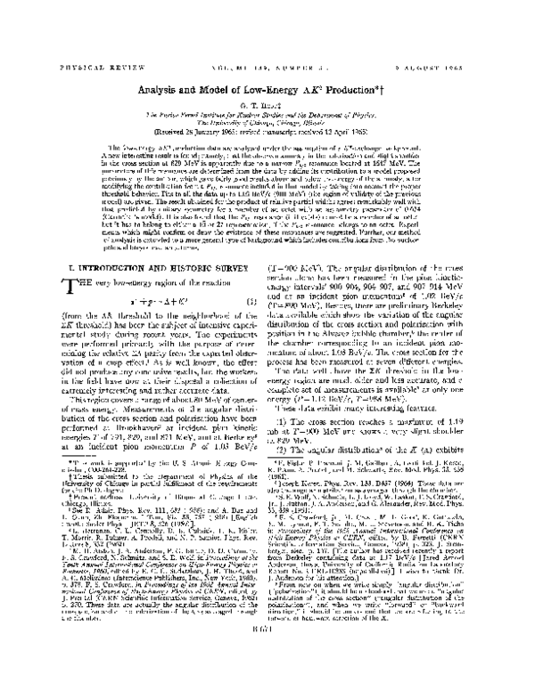 First page of “Analysis and Model of Low-EnergyΛK0Production”