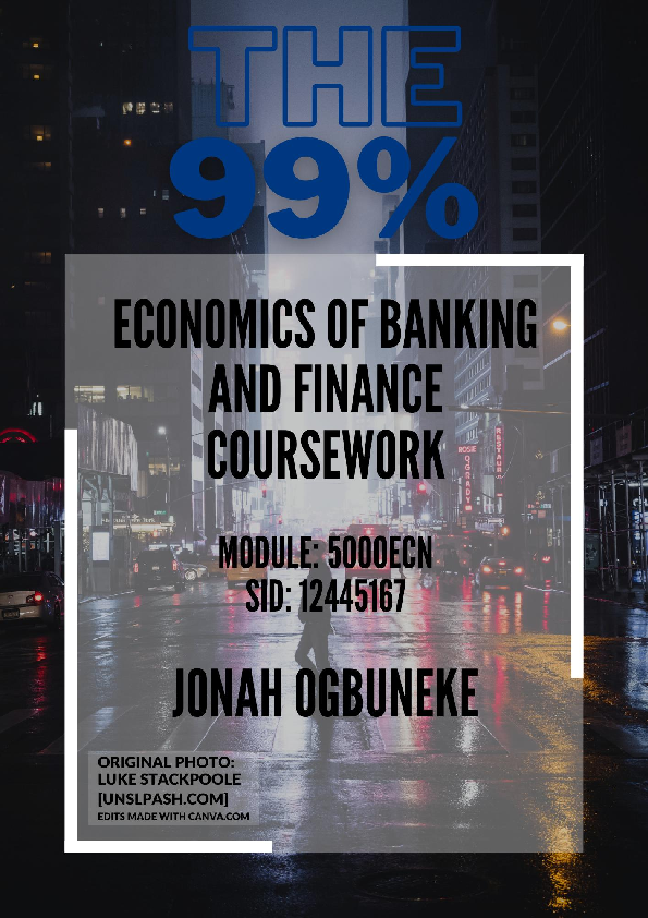 First page of “The Economics Of Banking & Finance - The 99%”