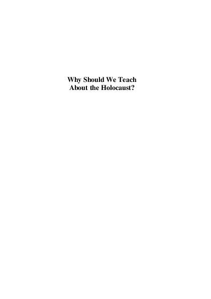 First page of “Why Should We Teach about the Holocaust”