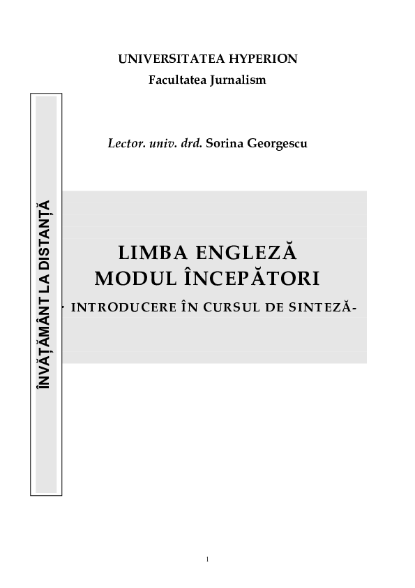 First page of “LIMBA ENGLEZA MODUL INCEPATORI INTRODUCE”