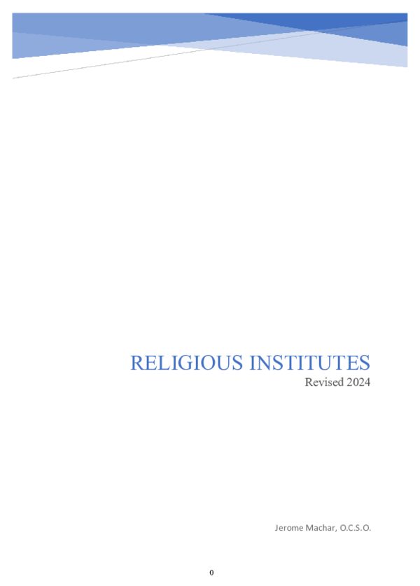 First page of “RELIGIOUS INSTITUTES revised”