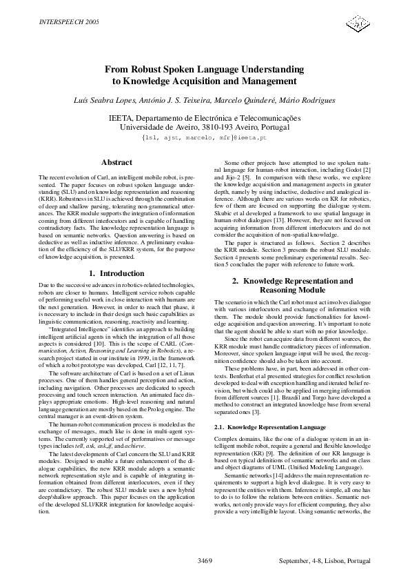 First page of “From robust spoken language understanding to knowledge acquisition and management”