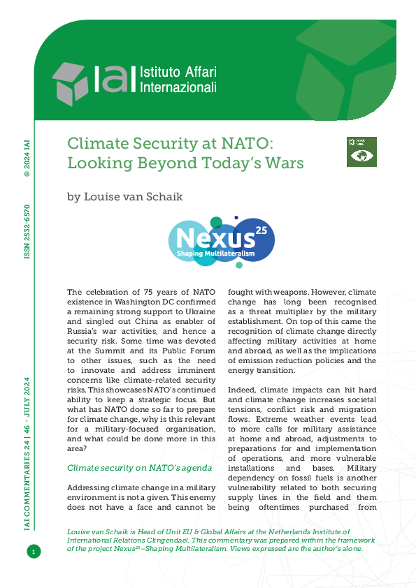 First page of “Climate Security at NATO: Looking Beyond Today’s Wars”