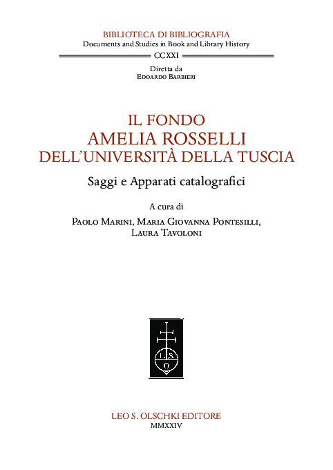 First page of “«"L'écriture hésite: una sistematicità probabile, più conscia che no". Alcune note su Amelia Rosselli e lo strutturalismo linguistico a partire dai postillati», in Il fondo A. Rosselli dell'Università della Tuscia, a cura di P. Marini, M. Pontesilli, L. Tavoloni, Firenze, Olschki, 2024, p.187-206.”