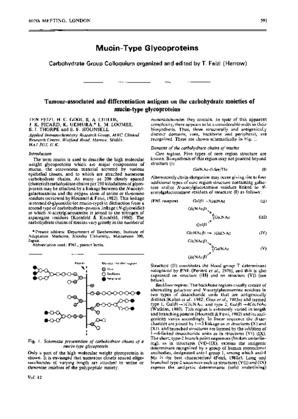 First page of “Tumour-associated and differentiation antigens on the carbohydrate moieties of mucin-type glycoproteins”