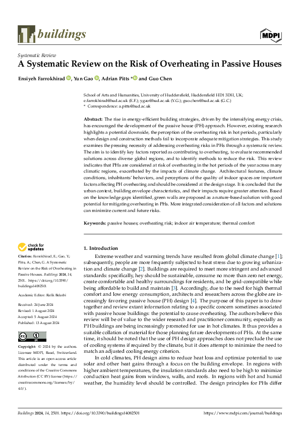 First page of “A Systematic Review on the Risk of Overheating in Passive Houses”