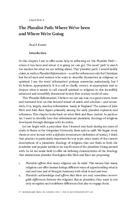 First page of “The Pluralist Path: Where We’ve been and Where We’re Going”