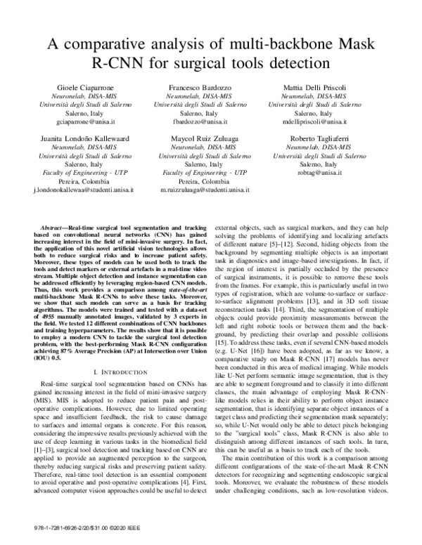 First page of “A comparative analysis of multi-backbone Mask R-CNN for surgical tools detection”