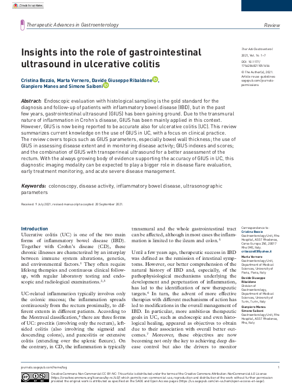 First page of “Insights into the role of gastrointestinal ultrasound in ulcerative colitis”