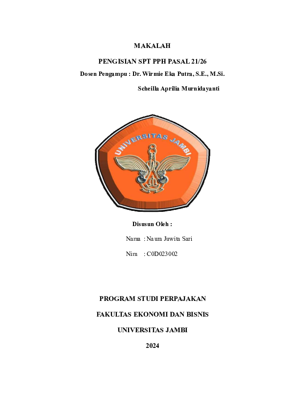 First page of “Pengisian SPT PPh Pasal 21 dan 26”