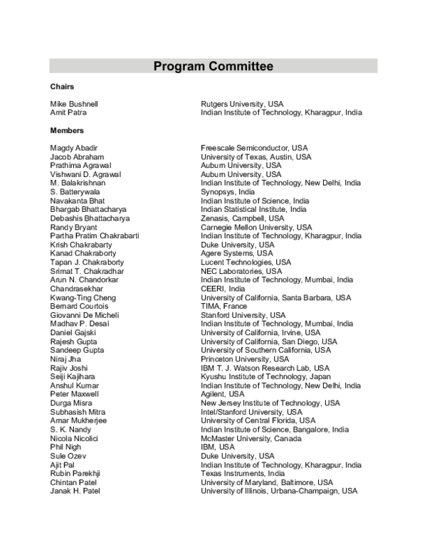 First page of “Program Committee”