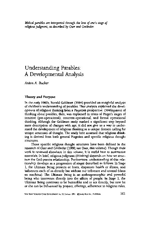 First page of “Understanding parables: A developmental analysis”