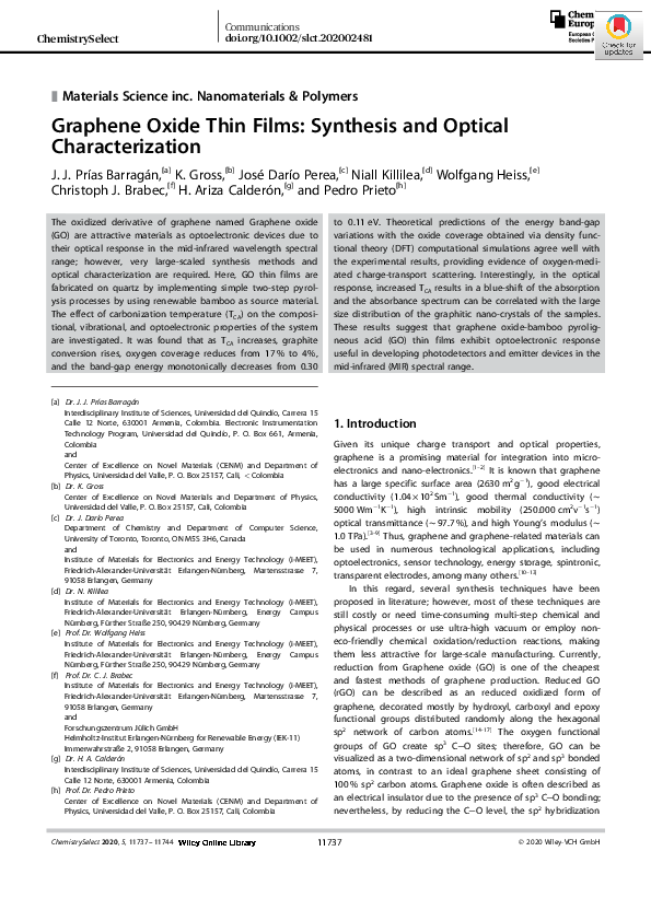 First page of “Graphene Oxide Thin Films: Synthesis and Optical Characterization”