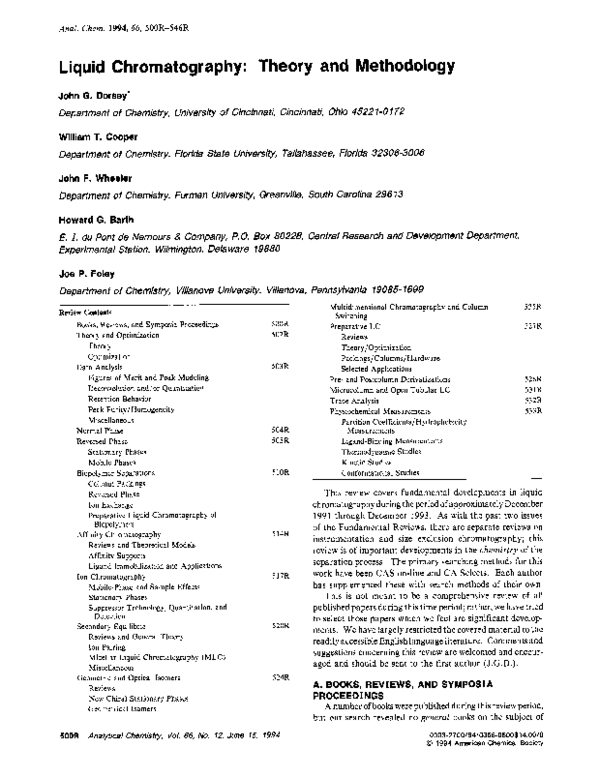 First page of “Liquid Chromatography: Theory and Methodology”