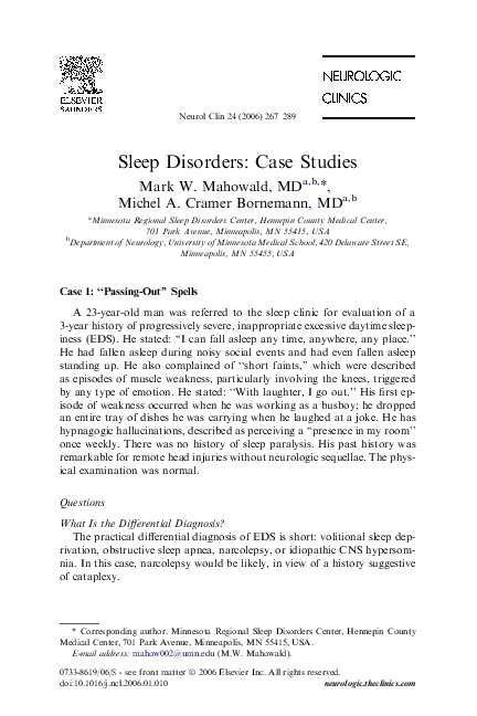 First page of “Sleep Disorders: Case Studies”