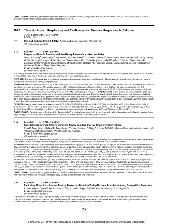 First page of “Expiratory Flow-Limitation and Resting Pulmonary Function During Maximal Exercise in Young Competitive Swimmers”