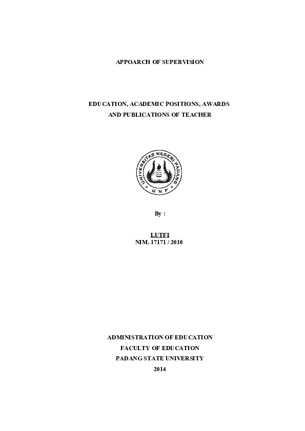 First page of “Appoarch of Supervision - Education, Academic Positions, Awards , and Publications of Teacher”