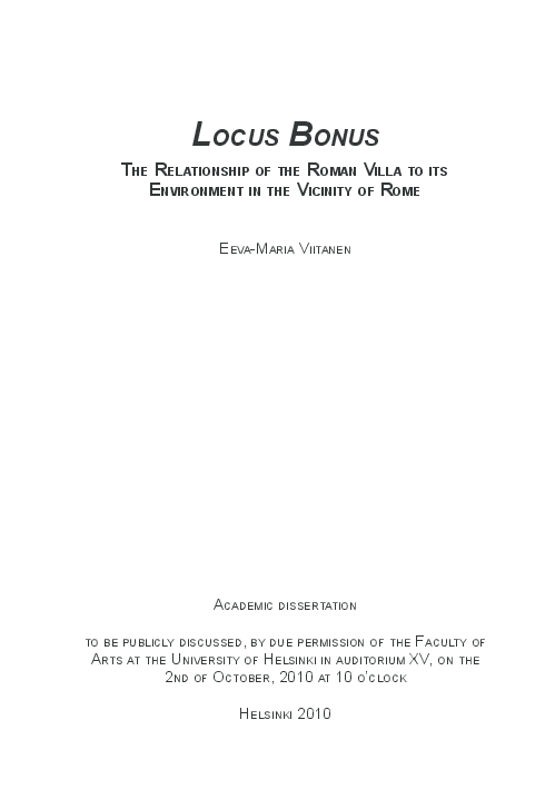 First page of “Locus Bonus: The Relationship of the Roman Villa to its Environment in the Vicinity of Rome”