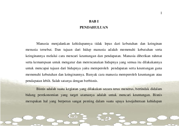 First page of “bisnis plan”