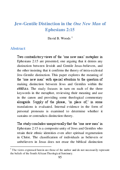 First page of “Jew-Gentile Distinction in the One New Man of Ephesians 2:15”