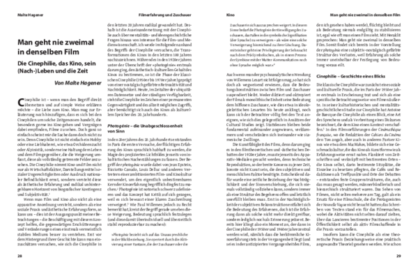 First page of “"Man geht nie zweimal in denselben Film. Die Cinephilie, das Kino, sein (Nach-)Leben und die Zeit"”