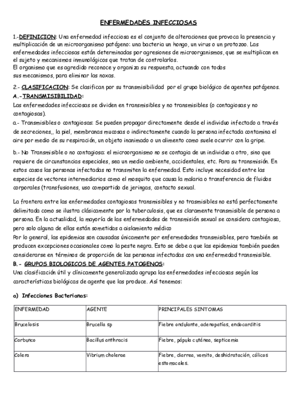 First page of “ENFERMEDADES INFECCIOSAS”