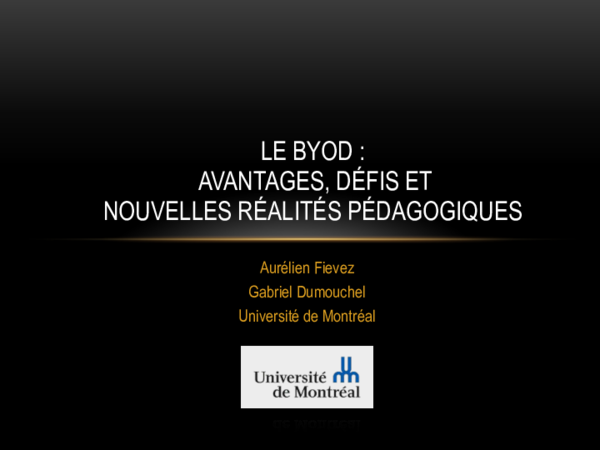 First page of “Le BYOD : entre perspectives et réalités pédagogiques ”