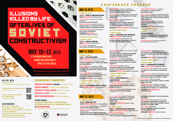 First page of ““Illusions Killed by Life”: Afterlives of (Soviet) Constructivism, Princeton (May 10-12, 2013)”