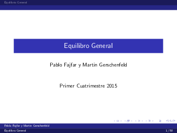 First page of “Equilibrio General - Filminas - Notas de clase”