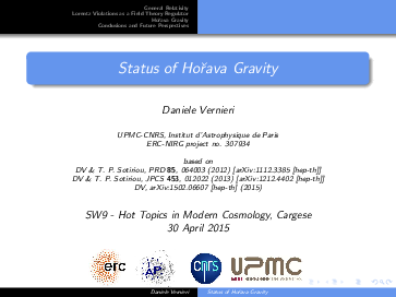 First page of “Status of Hořava Gravity”