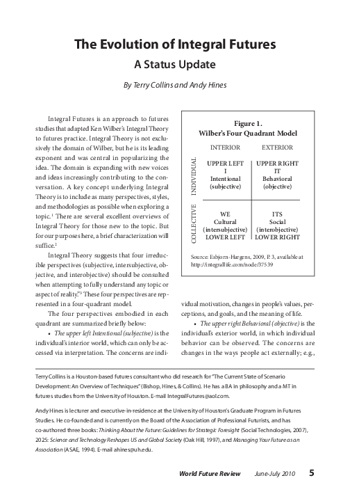 First page of “The Evolution of Integral Futures”