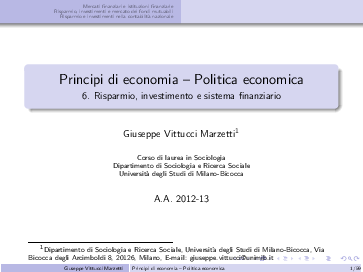 First page of “Principi di economia – Politica economica”