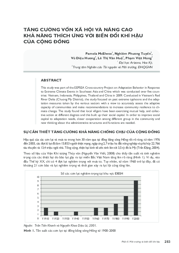 First page of “Tăng cường vốn xã hội và nâng cao khả năng thích ứng với biến đổi khí hậu của cộng đồng [Increasing social capital and capacity for community adaptation to climate change]”