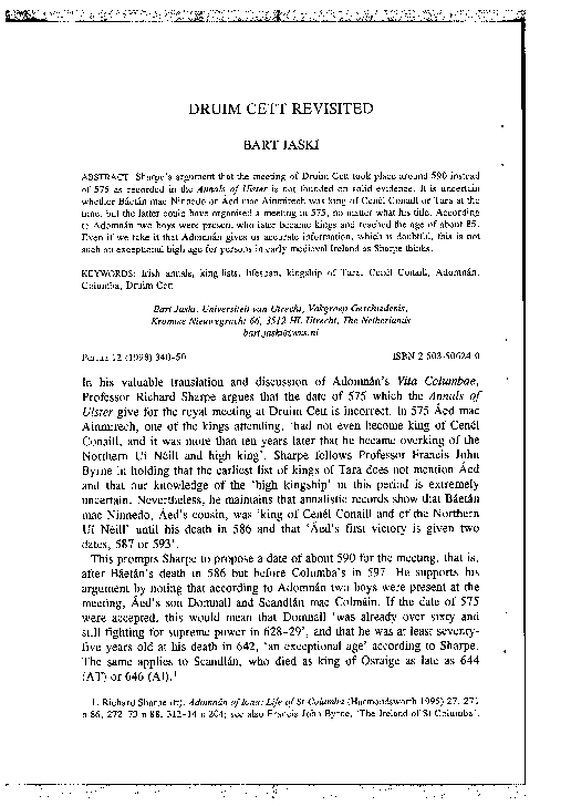 First page of “Druim Cett revisited”