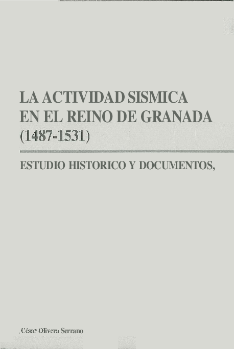 First page of “Sismicidad Histórica Del Reino De Granada”