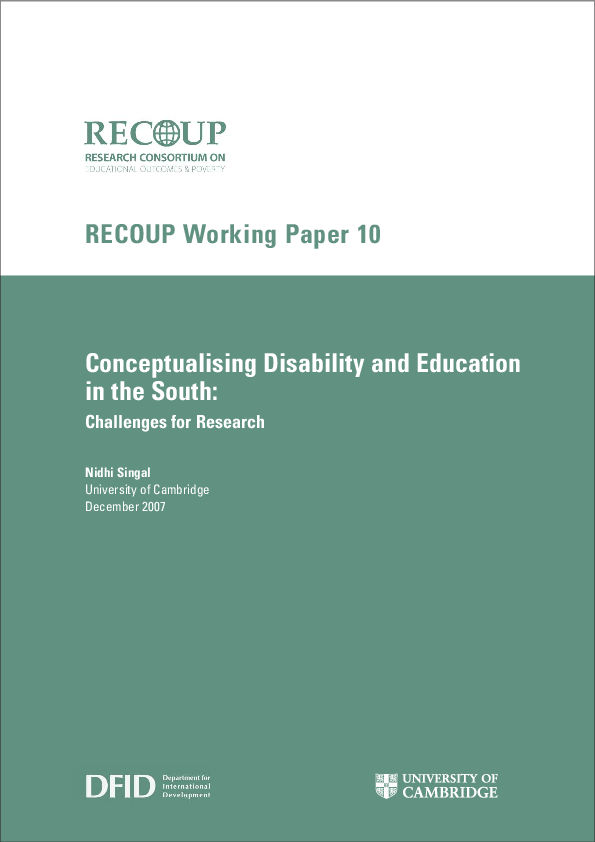 First page of “Conceptualizing disability and education in the South: Challenges for research.”