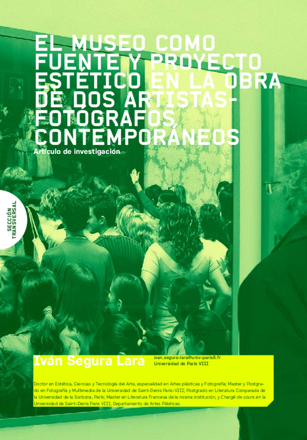 First page of “EL MUSEO COMO FUENTE Y PROYECTO ESTÉTICO EN LA OBRA DE DOS ARTISTAS-FOTÓGRAFOS CONTEMPORÁNEOS”