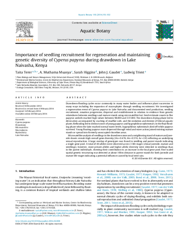 First page of “Aquatic Botany New2014”